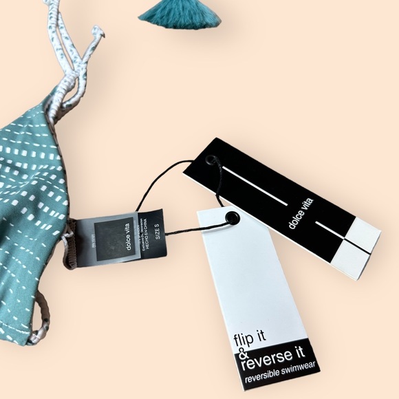 NWT Women’s Dolce Vita Reversible String Bikini Top Size Small W/Tassel Detail - Picture 10 of 10